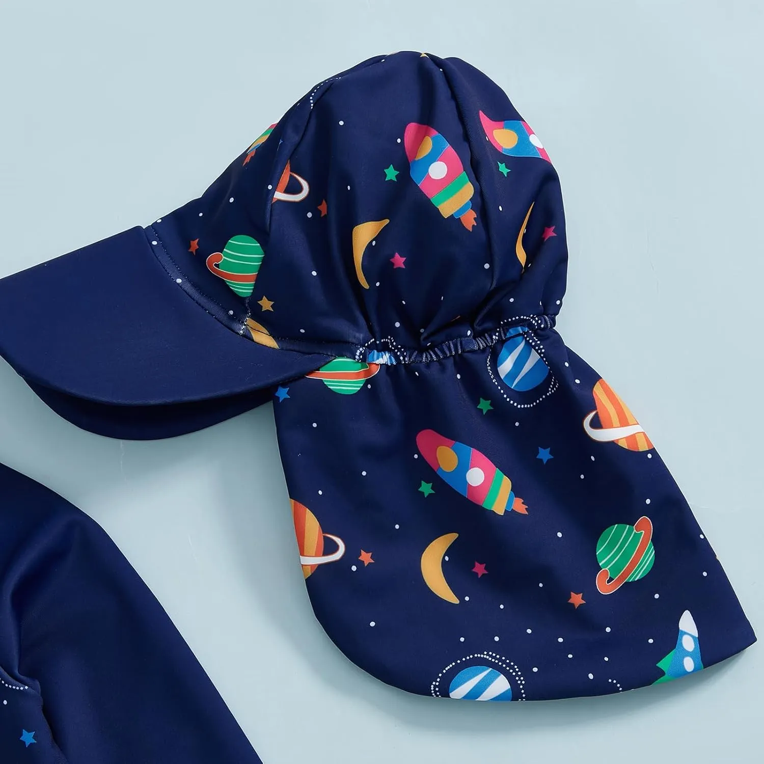 Toddler Baby Boy Swimsuit Long Sleeve Zipper One Piece Bathing Suit Rash Guard Sun Protection Swimwear with Hat