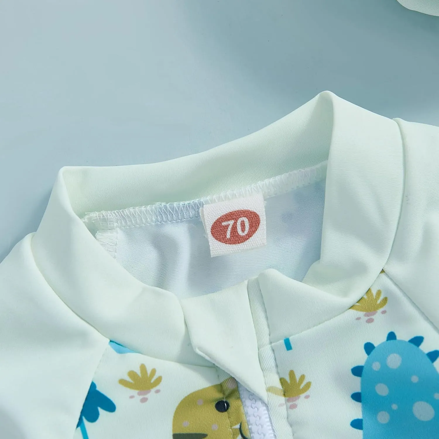 Toddler Baby Boy Swimsuit Long Sleeve Zipper One Piece Bathing Suit Rash Guard Sun Protection Swimwear with Hat