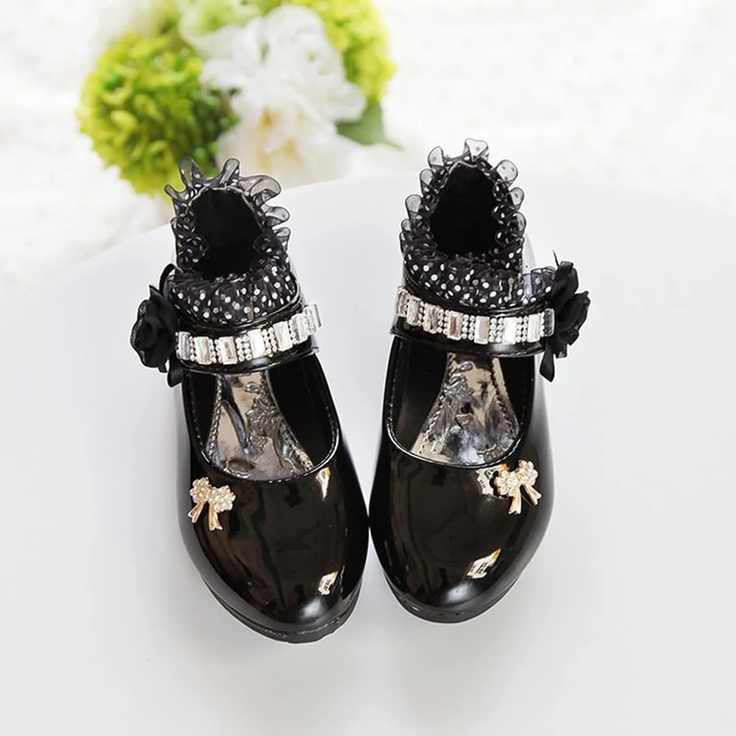 Toddler Princess Flower Leather Lace Mary Jane Dance Shoes ??xfords Soft Sweet Elegant Flat Shoes for Kids Girls
