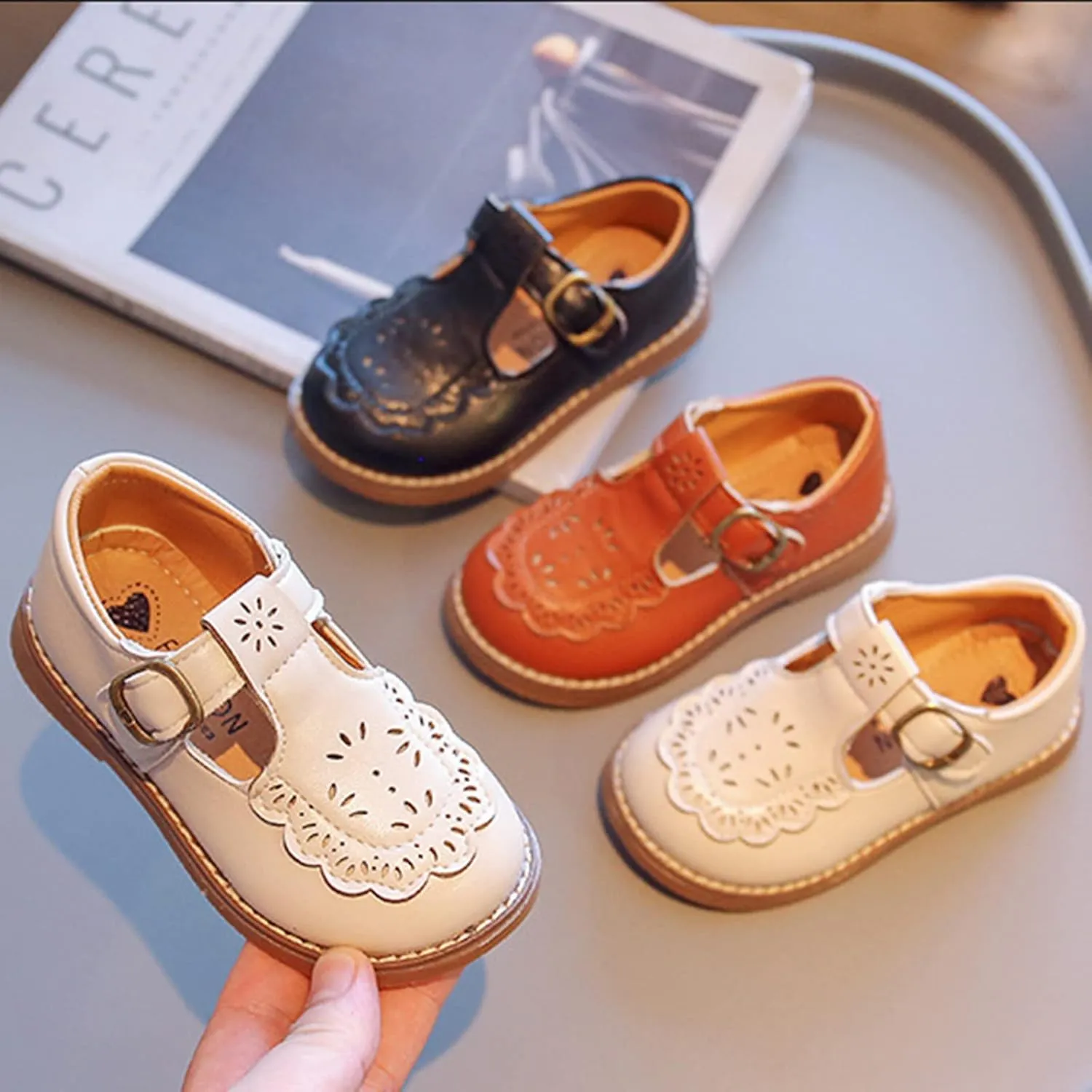 Toddler Uniform School Oxford Flat?? Girls Mary Jane School Shoes Flower Dress Shoes for Girl Part?? Wedding Shoes