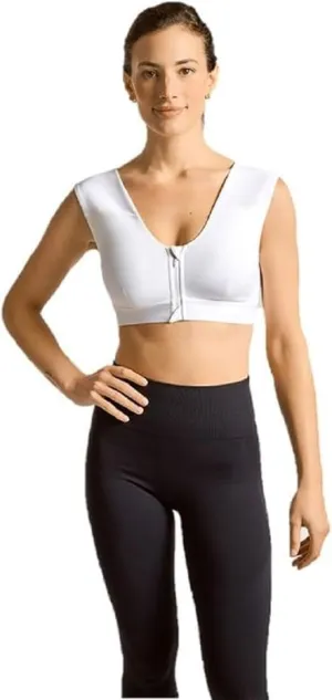 Tommie Copper Shoulder Support Compression Bra with Front Zipper Closure Wireless Posture Corrector & Back Support Bra UPF 50