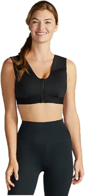 Tommie Copper Shoulder Support Compression Bra with Front Zipper Closure Wireless Posture Corrector & Back Support Bra UPF 50