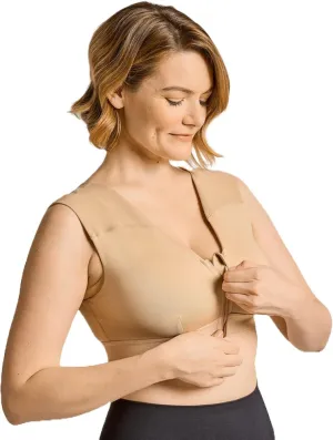 Tommie Copper Shoulder Support Compression Bra with Front Zipper Closure Wireless Posture Corrector & Back Support Bra UPF 50