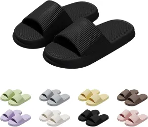 Unisex Memory Foam Slides Non-Slip Quick Drying Bathroom Slippers Indoor/Outdoor, House Slippers for Women Men