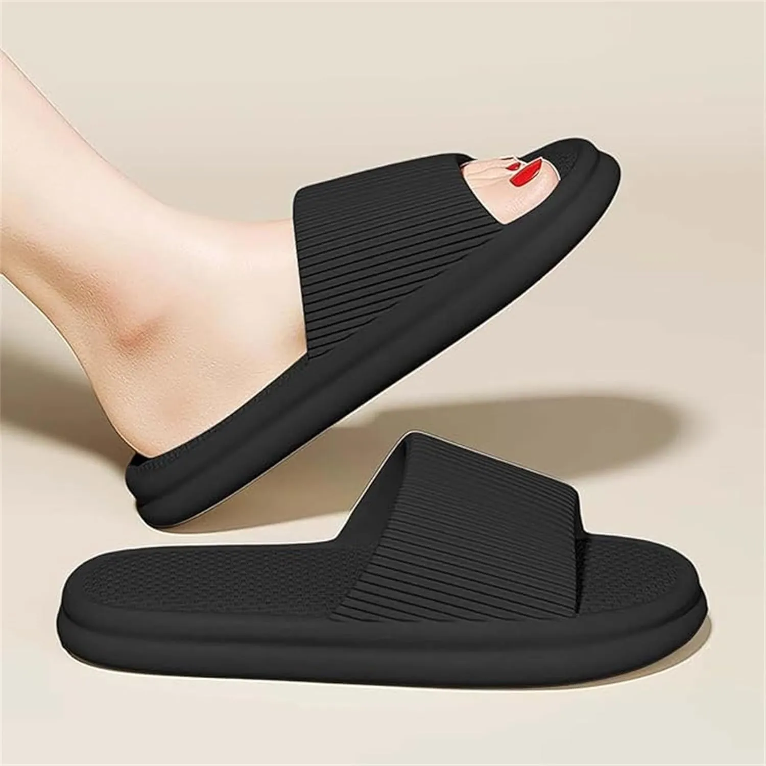 Unisex Memory Foam Slides Non-Slip Quick Drying Bathroom Slippers Indoor/Outdoor, House Slippers for Women Men