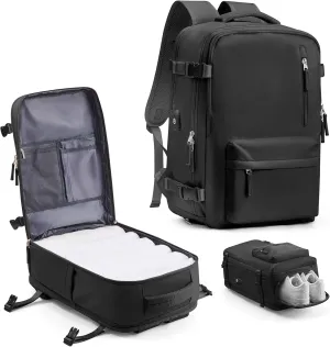 VECAVE Carry On Backpack for Women,Large Travel Backpack Flight Approved,Waterproof 17 Inch Laptop Backpack Business Work Backpacks Men Mochila De Viaje Black
