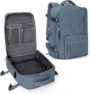 VECAVE Carry On Backpack for Women,Large Travel Backpack Flight Approved,Waterproof 17 Inch Laptop Backpack Business Work Backpacks Men Mochila De Viaje Blue