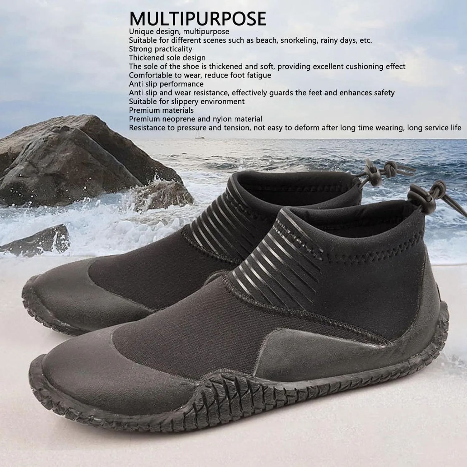 Water Boots for Men Women, Dive Boots with Anti Slip Sole Water Sports Neoprene Booties Thickened Soft Sole Wear Resistance Wading Boots Water Boots for Snorkeling Swimming Surfing