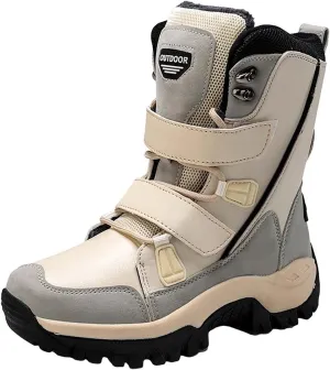 Winter White Boots for Women Size 12 Women's Snow Boots Waterproof White Women Winter Boots Women Waterproof Boots Women Mid Calf Flat Leather Winter Boots Prime of Day Deals