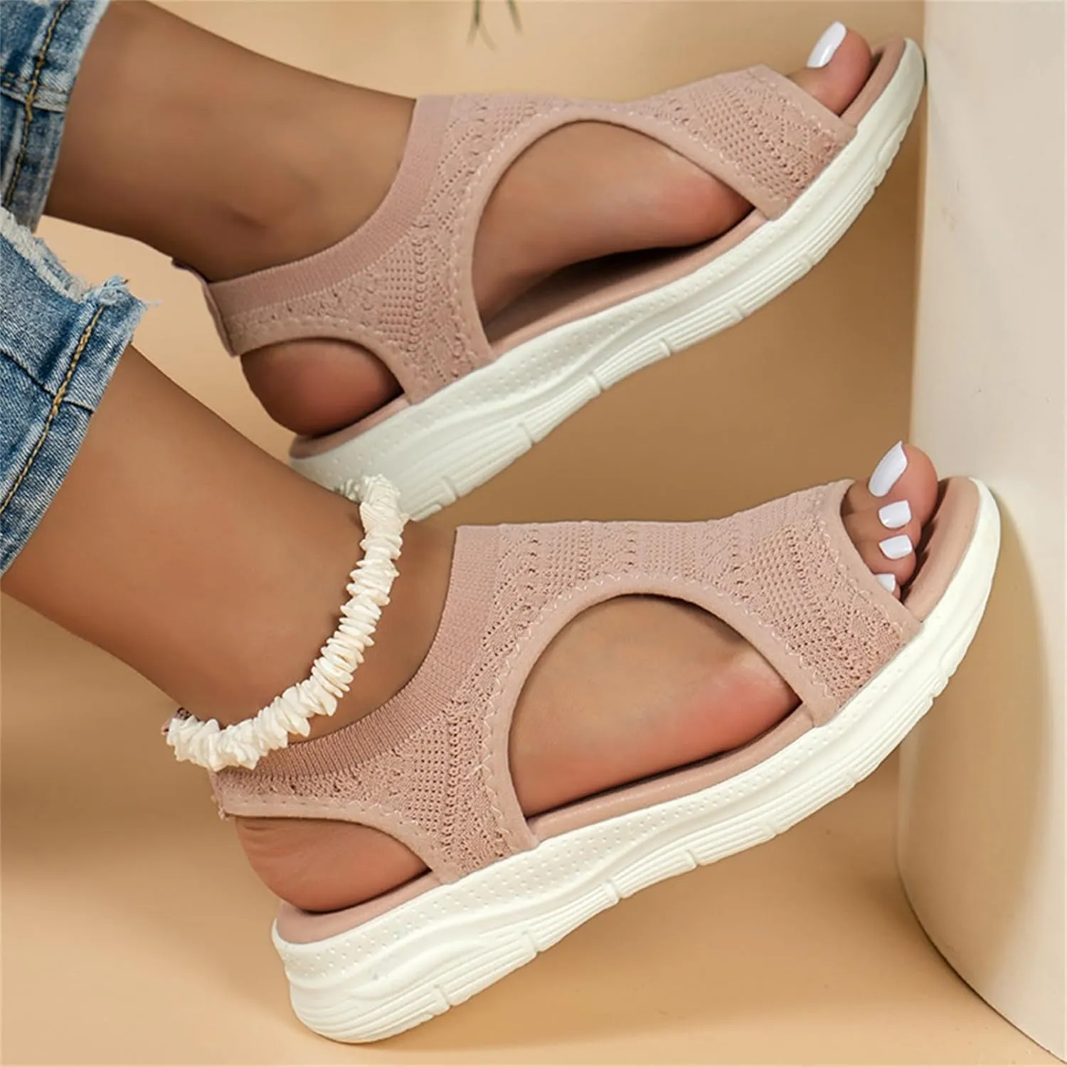 Women Mouth Sandals Wedge Platform Platform Sandals Boho Summer Beach Womens Dresses Outdoor Casual Beach Shoes