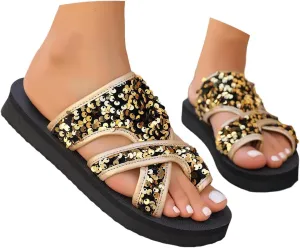 Women Orthopedic Sandals with Arch Support Comfortable Wedge Slide Sandals Flip Flops Outdoor Beach Shoes