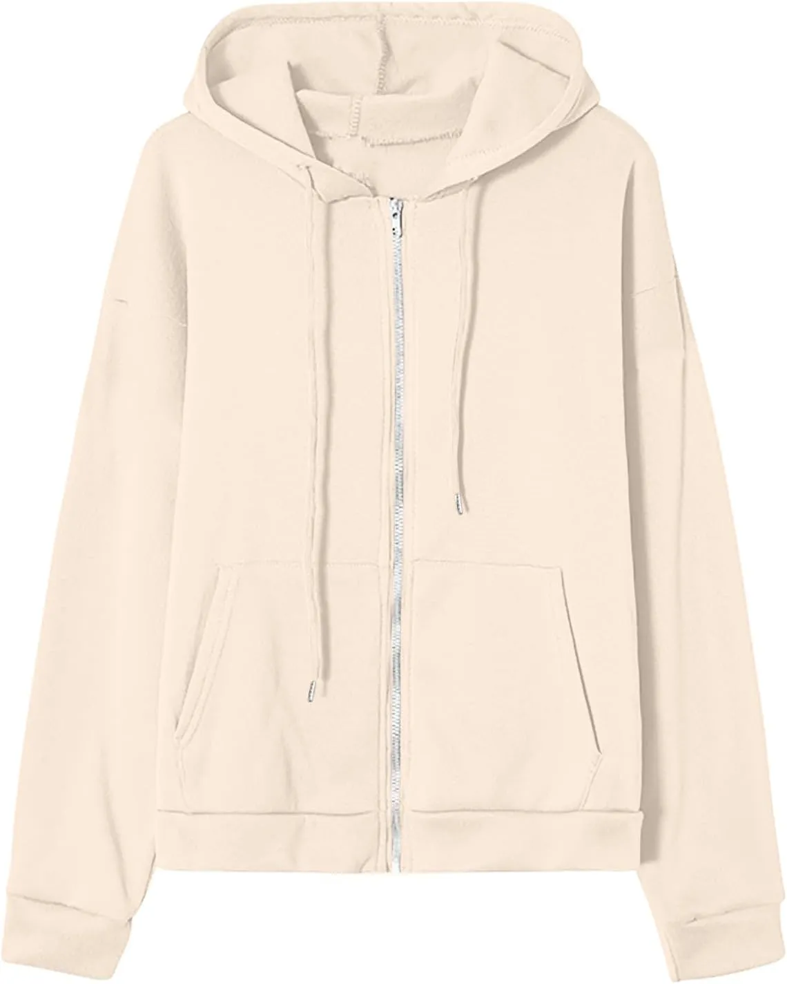 Women's 2024 Fall Zip Up Hoodies Sweatshirt Solid Color Long Sleeve Oversized Coat Casual Cozy Fall Winter Outfits