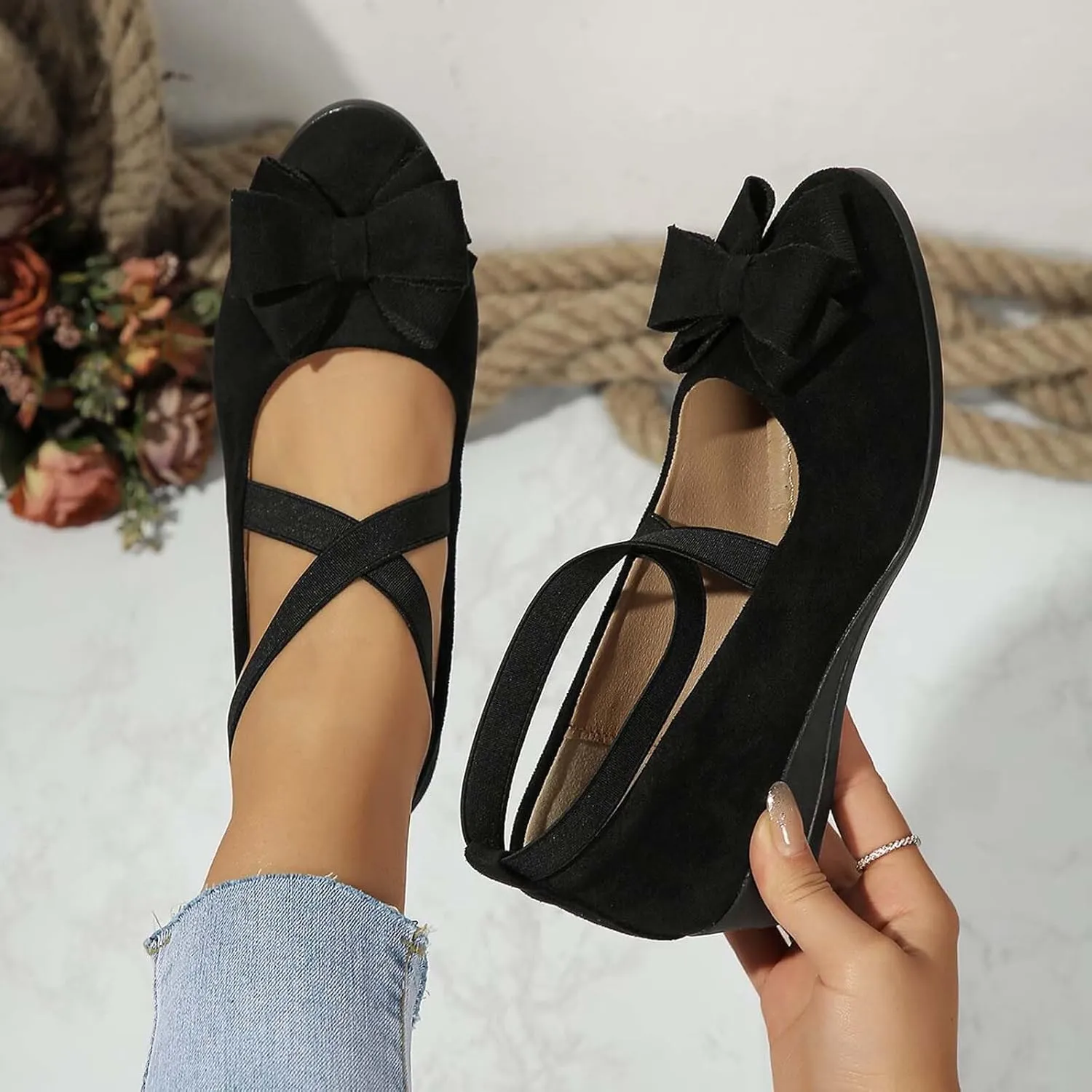 Women's Ballet Flats Pointed Toe Slip-On Shoes with Wide Fit Lightweight Summer Dance Shoes for Dresses, Sports & Casual Outings