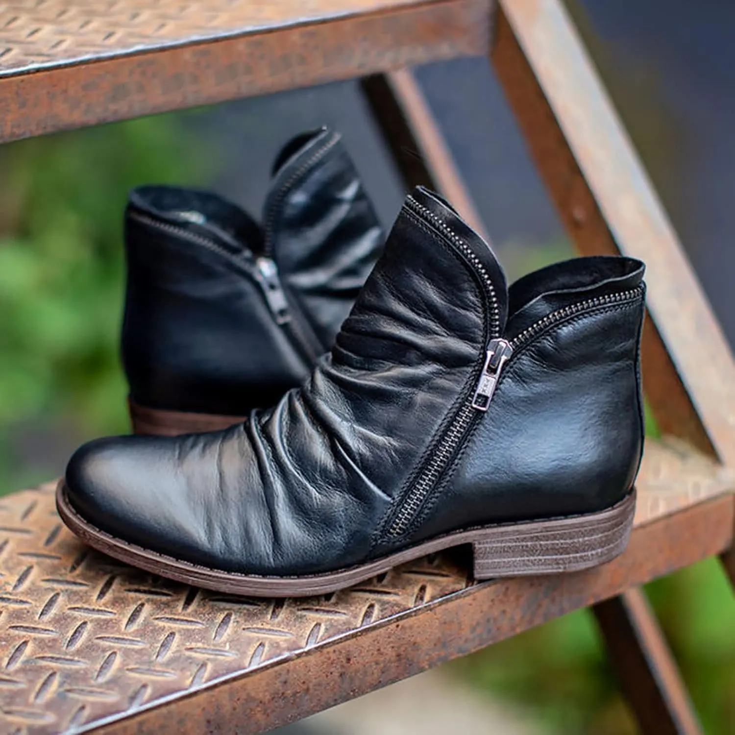 Womens Boots Fashion Side Zipper Solid Color Retro Boots for Women Chunky Heel Cozy Leather Casual Ankle Boots