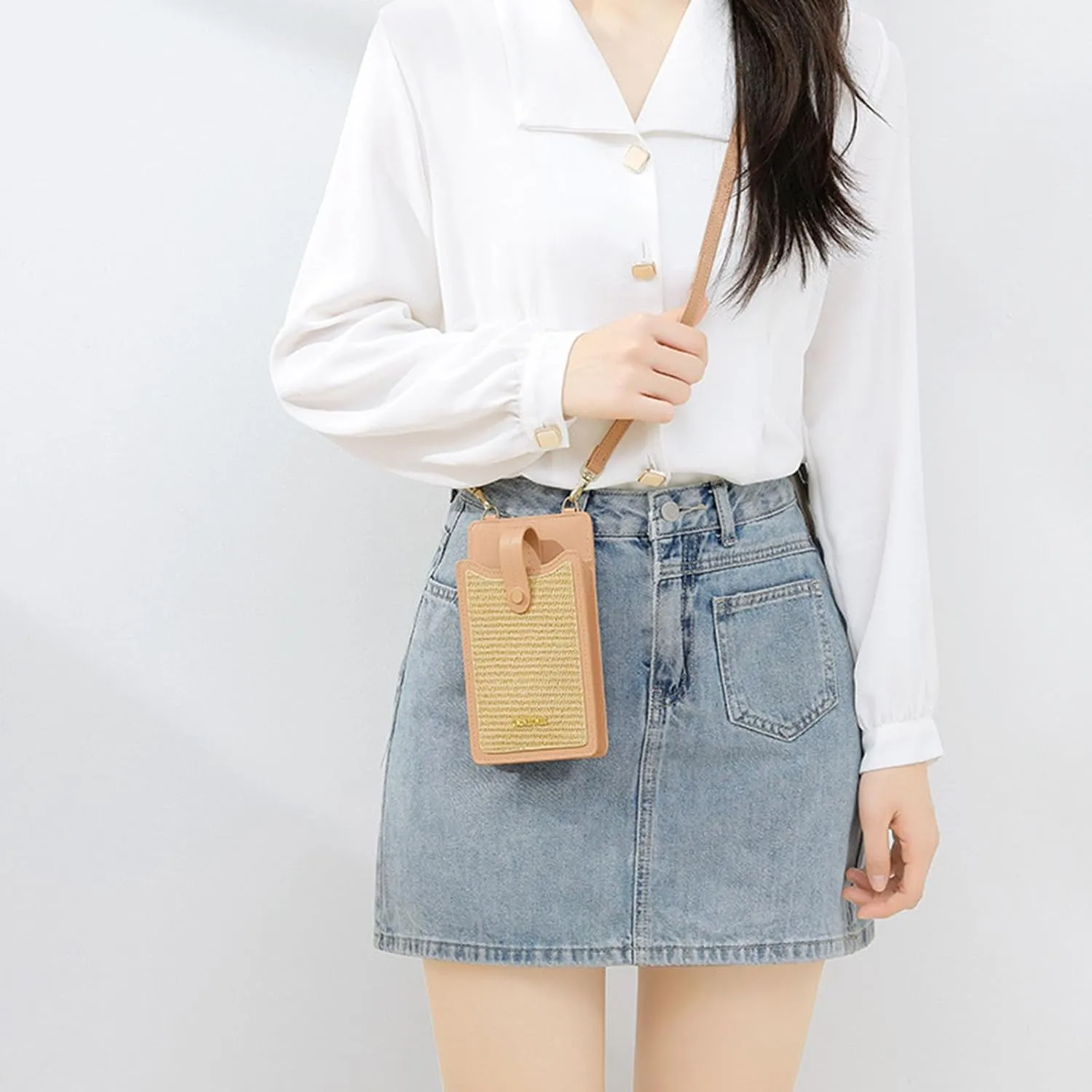 Womens Cellphone Crossbody Bag Small Light Leather Shoulder Purse Handbag Card Wallet Lanyard Case Girls Satchel Pouch