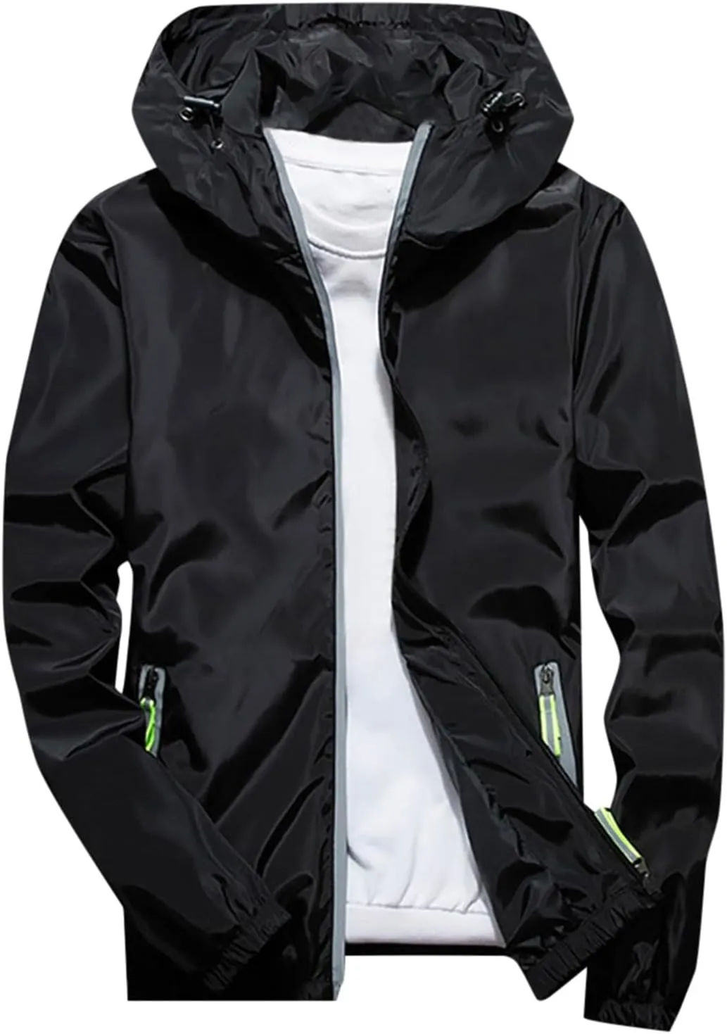 Women's Cycling Windbreaker Jacket, Waterproof Running Workout Rain Jackets, Packable Reflective Hiking Hoodie