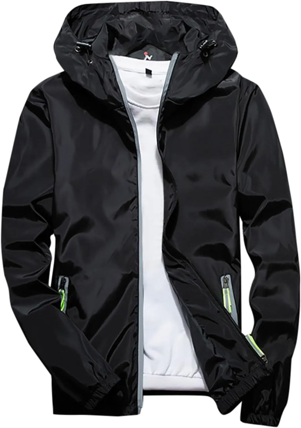 Women's Cycling Windbreaker Jacket, Waterproof Running Workout Rain Jackets, Packable Reflective Hiking Hoodie