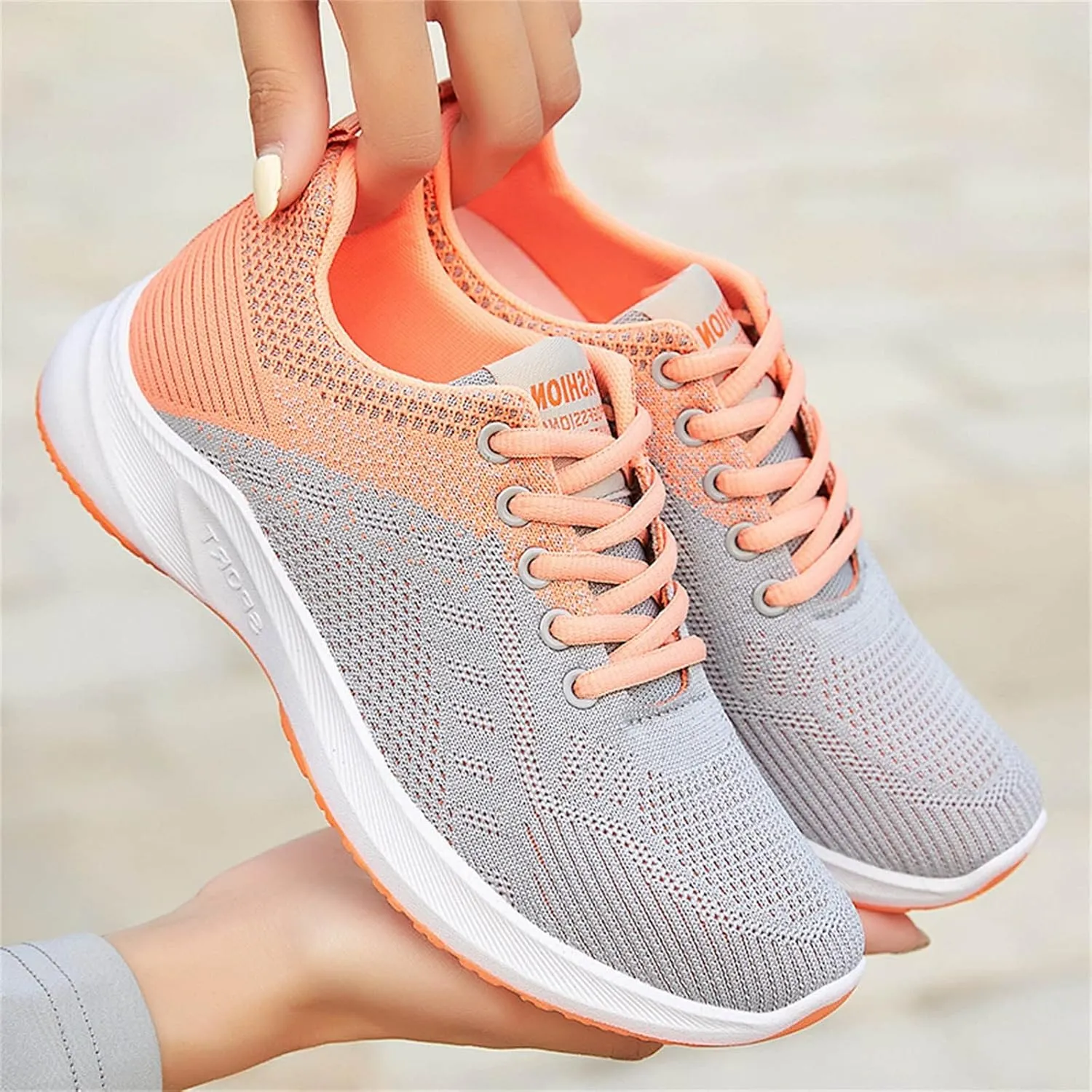 Women's Lace Up Walking Running Shoes Tennis Casual Womens Running Shoes Mesh Breathable Casual Work Shoes Casual Sneakers White Tennis Shoe Cross Trainer Shoe