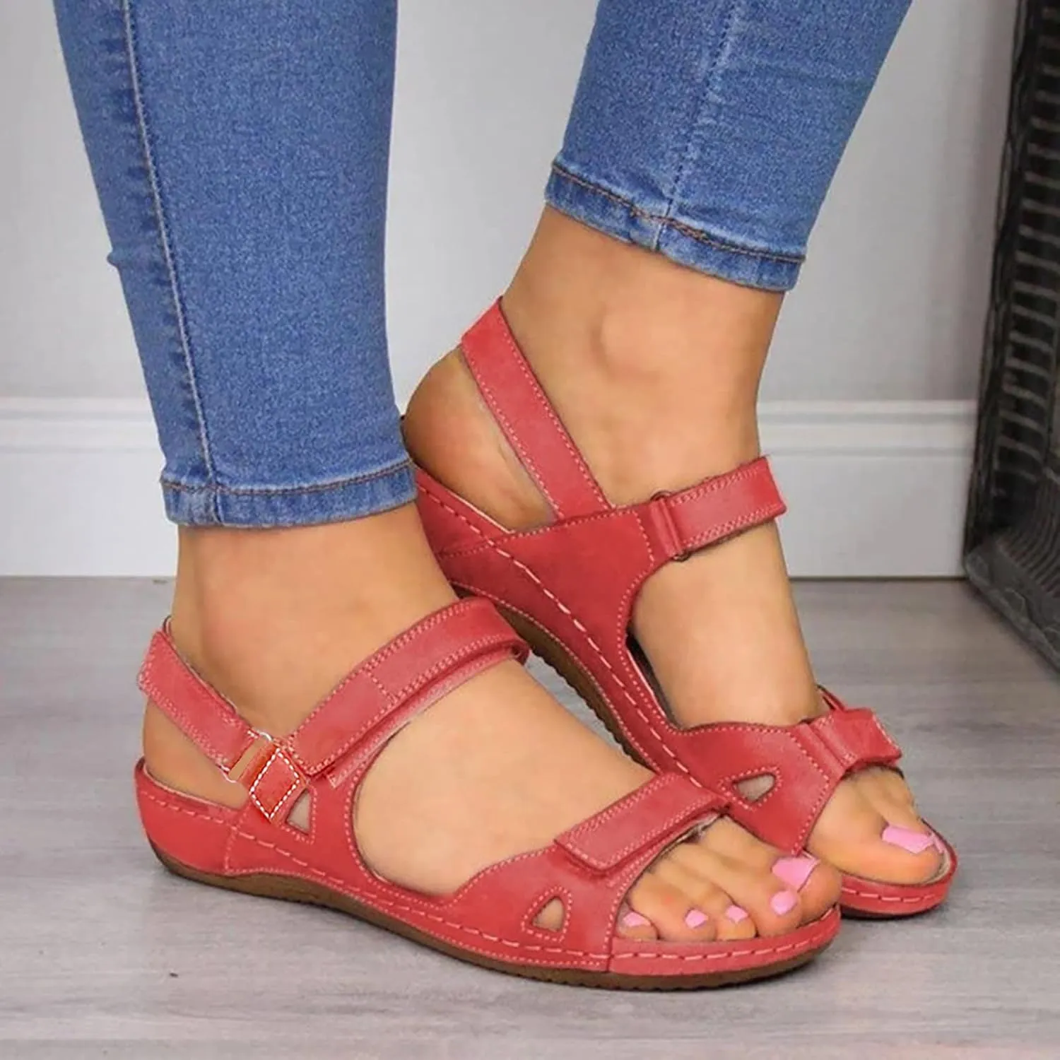 Womens Orthopedic Slides with Arch Support Summer Sandals Comfortable Walking Shoes Adjustable Straps Lightweight Beach Casual Outdoor Plantar Fasciitis Recovery