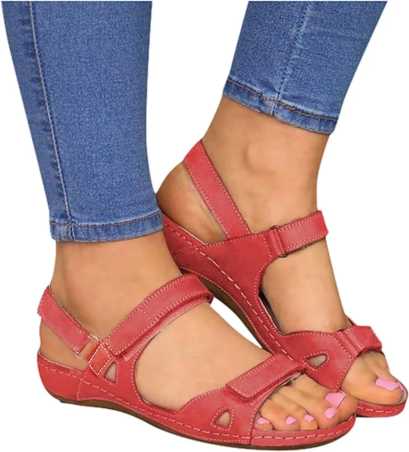 Womens Orthopedic Slides with Arch Support Summer Sandals Comfortable Walking Shoes Adjustable Straps Lightweight Beach Casual Outdoor Plantar Fasciitis Recovery