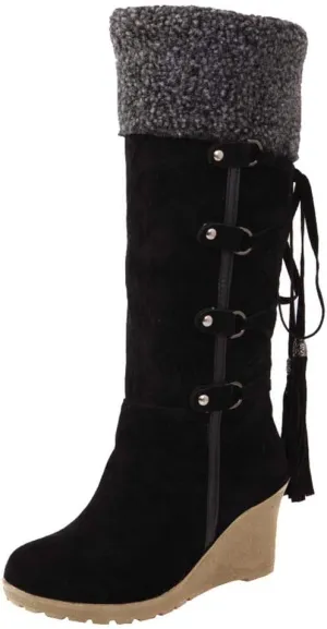 Womens Snow Boots Waterproof Insulated Pull on Winter Long Boots for Women Waterproof Snow Insulated Snow Boots Women Outdoor Slippers Boots for Women Waterproof Botas Para Frio De Mujer