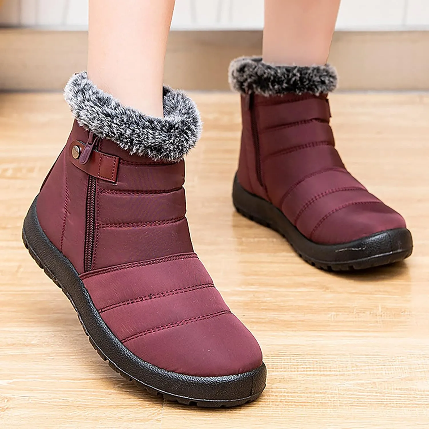 Womens Snow Knee High Winter Boots Ladies Waterproof Warm Fur Lined Non Slip Winter Boots Wide Slip on Boots for Women Ankle Booties Winter Winter Boot Women Fur Botas De Invierno Y Nieve Para Mujer