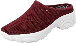 Women's Spring and Autumn Fashion Orthopedic Flying Knit Half Slippers Thick Soled Shoes Trendy Woman's Shoes Casual