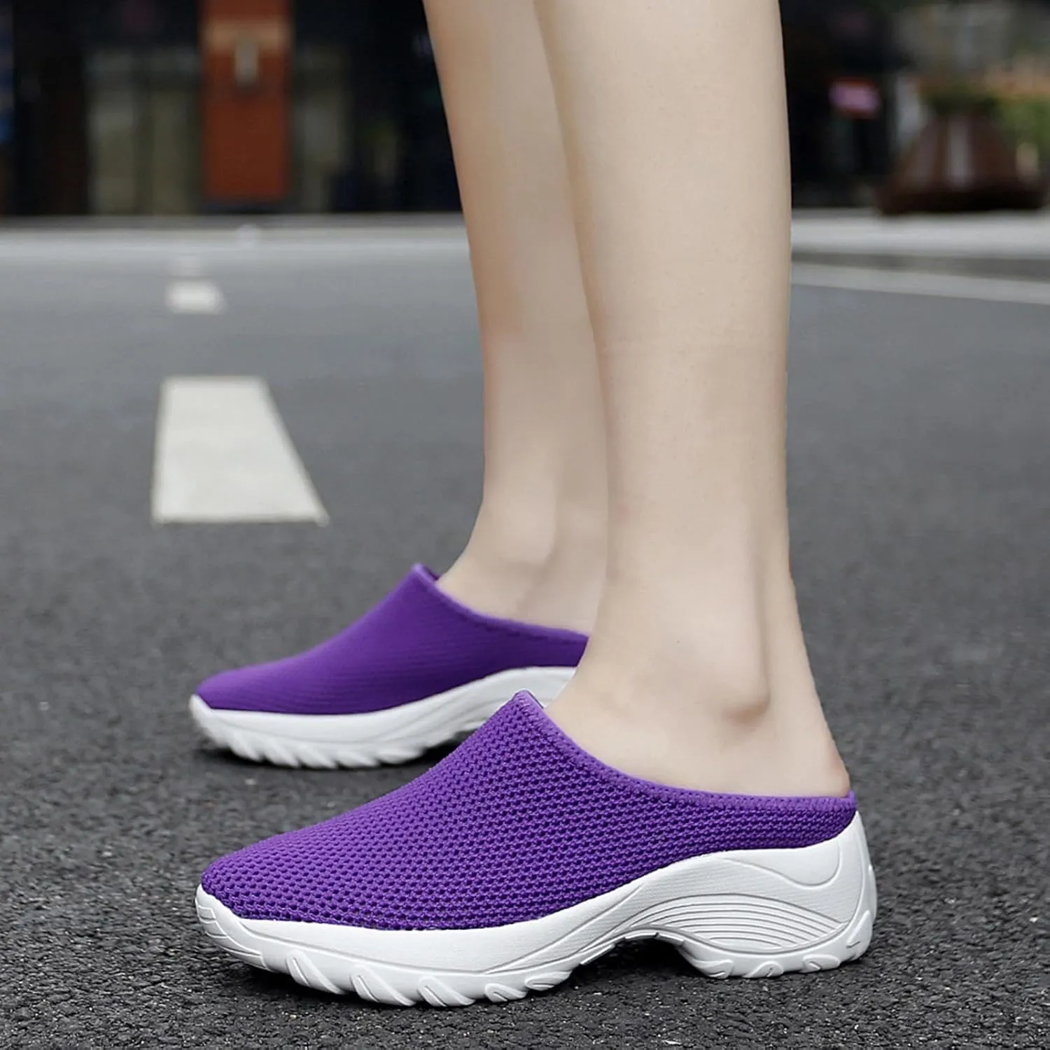 Women's Spring and Autumn Fashion Orthopedic Flying Knit Half Slippers Thick Soled Shoes Trendy Woman's Shoes Casual