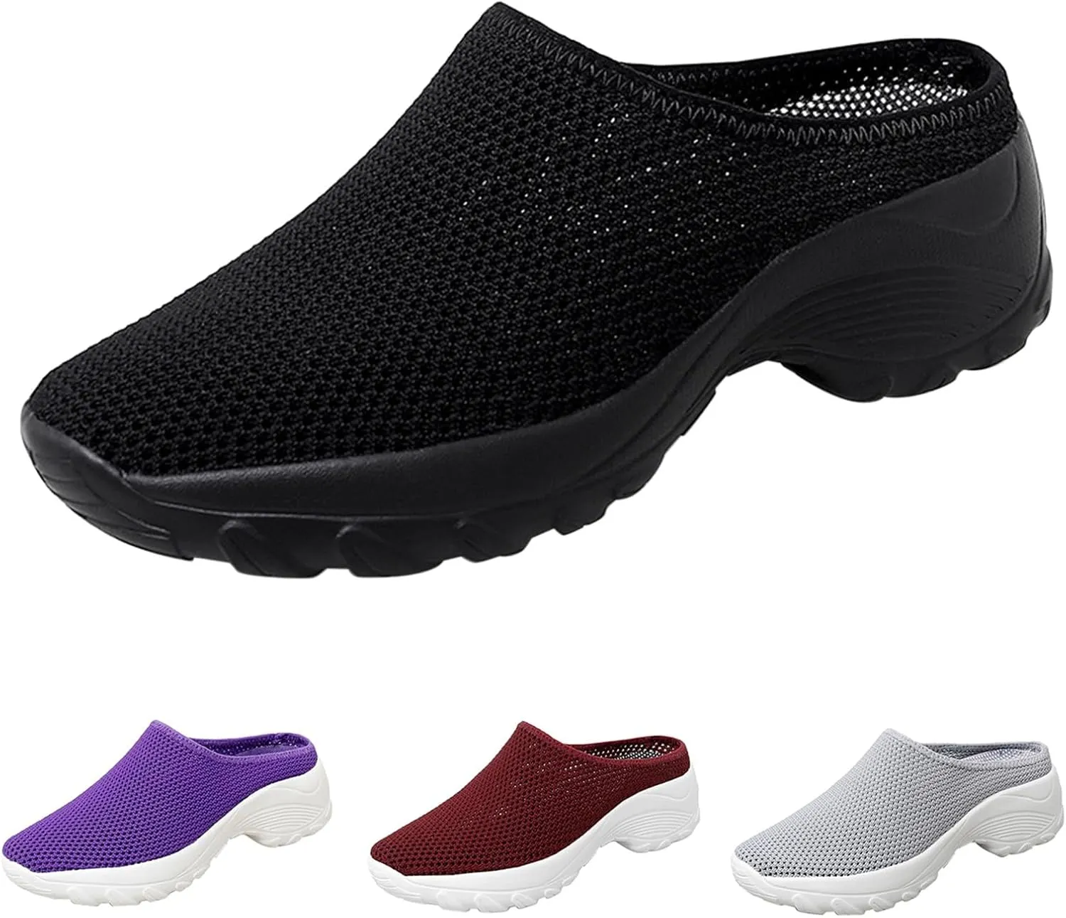 Women's Spring and Autumn Fashion Orthopedic Flying Knit Half Slippers Thick Soled Shoes Trendy Woman's Shoes Casual