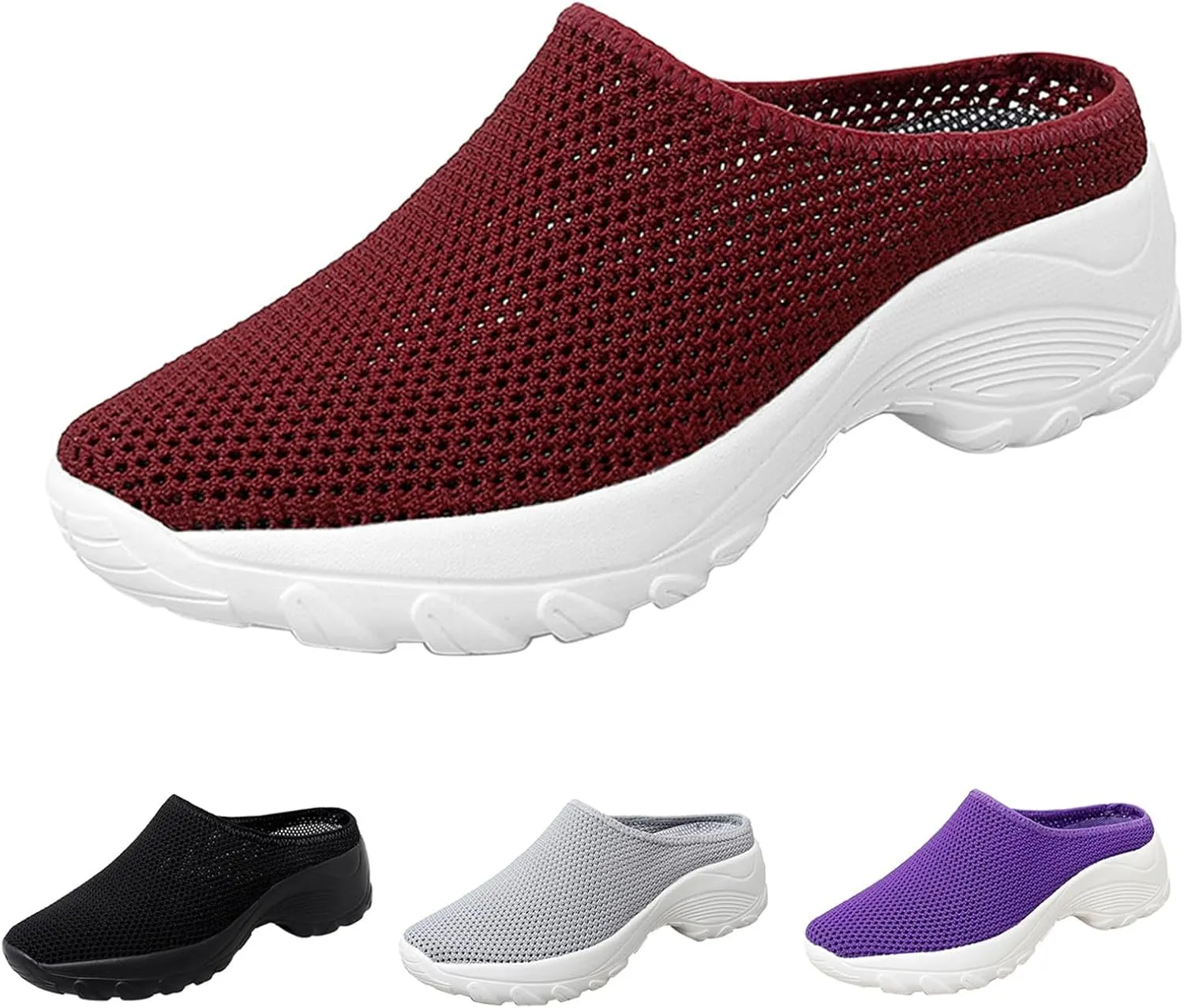 Women's Spring and Autumn Fashion Orthopedic Flying Knit Half Slippers Thick Soled Shoes Trendy Woman's Shoes Casual