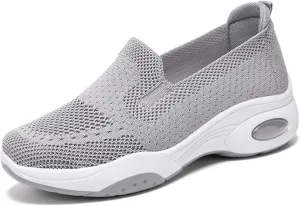 Womens Walking Shoes Sock Sneakers Slip-On Light Air Cushion Mesh Breathable Comfortable Casual Ladies Air Cushion Athletic Shoes for Arch Support Jogging Shoe