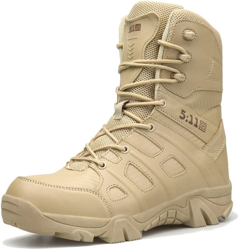 Wygwlg Mens Army Military Combat Shoes Special Forces Boots Leather Patrol Waterproof Work Hiking Boot Durable Cadet Boots