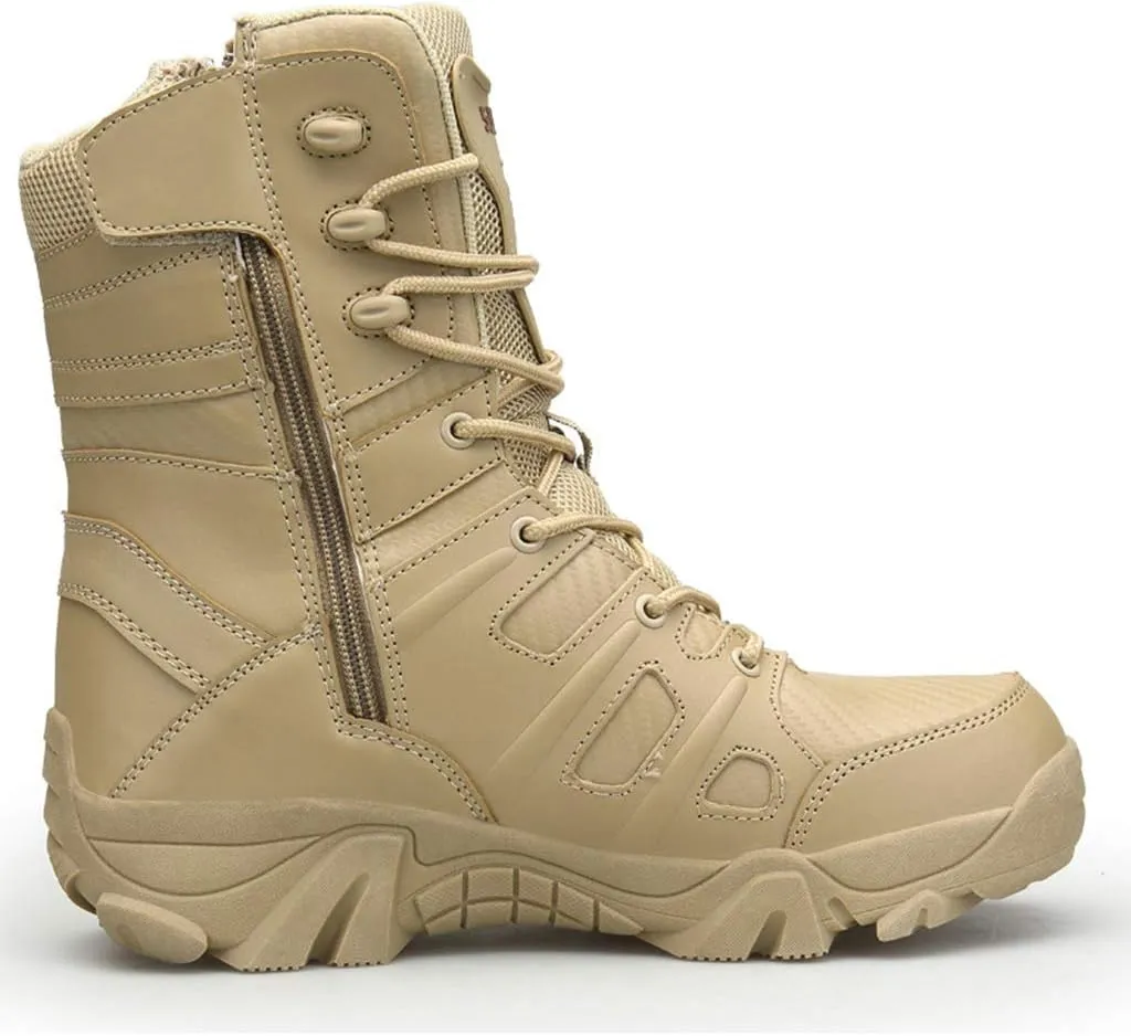 Wygwlg Mens Army Military Combat Shoes Special Forces Boots Leather Patrol Waterproof Work Hiking Boot Durable Cadet Boots