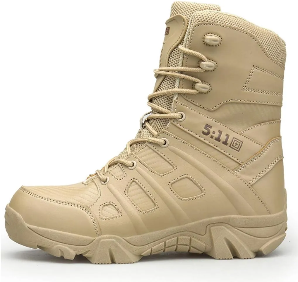 Wygwlg Mens Army Military Combat Shoes Special Forces Boots Leather Patrol Waterproof Work Hiking Boot Durable Cadet Boots