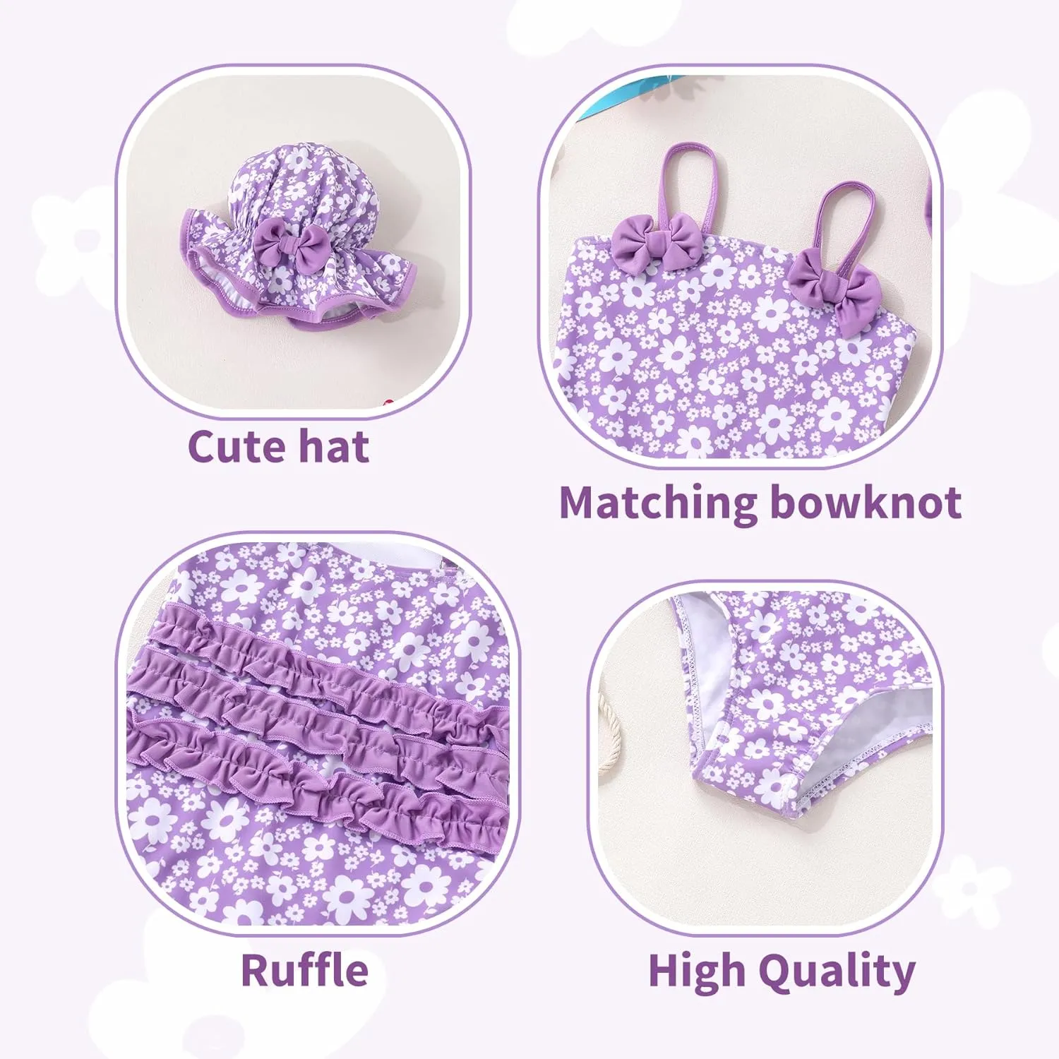 YOUNGER TREE Toddler Baby Girl Swimsuit Infant One Piece Bathing Suits with Hat Newborn Summer Beach Swimwear