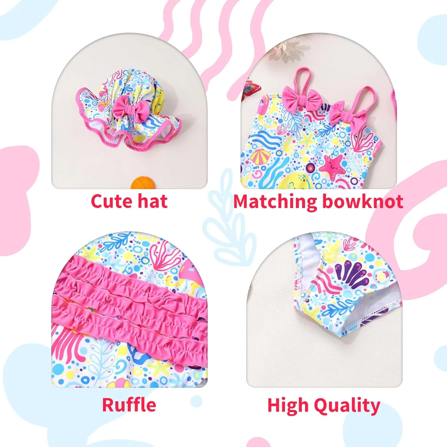 YOUNGER TREE Toddler Baby Girl Swimsuit Infant One Piece Bathing Suits with Hat Newborn Summer Beach Swimwear