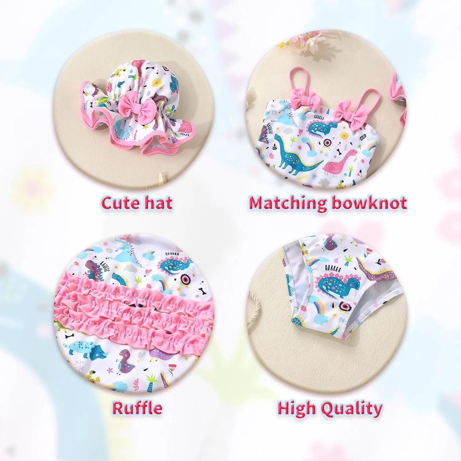 YOUNGER TREE Toddler Baby Girl Swimsuit Infant One Piece Bathing Suits with Hat Newborn Summer Beach Swimwear