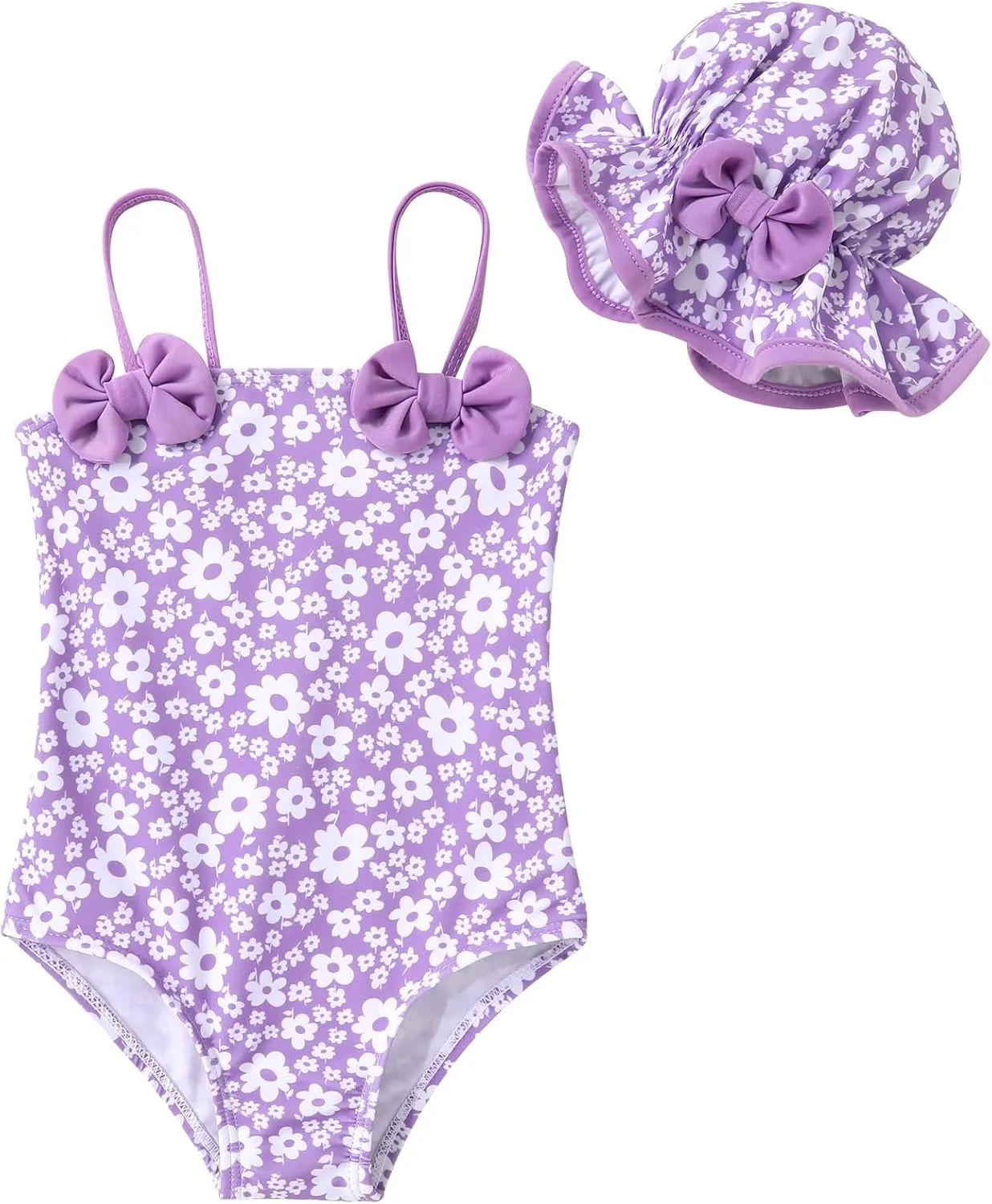 YOUNGER TREE Toddler Baby Girl Swimsuit Infant One Piece Bathing Suits with Hat Newborn Summer Beach Swimwear