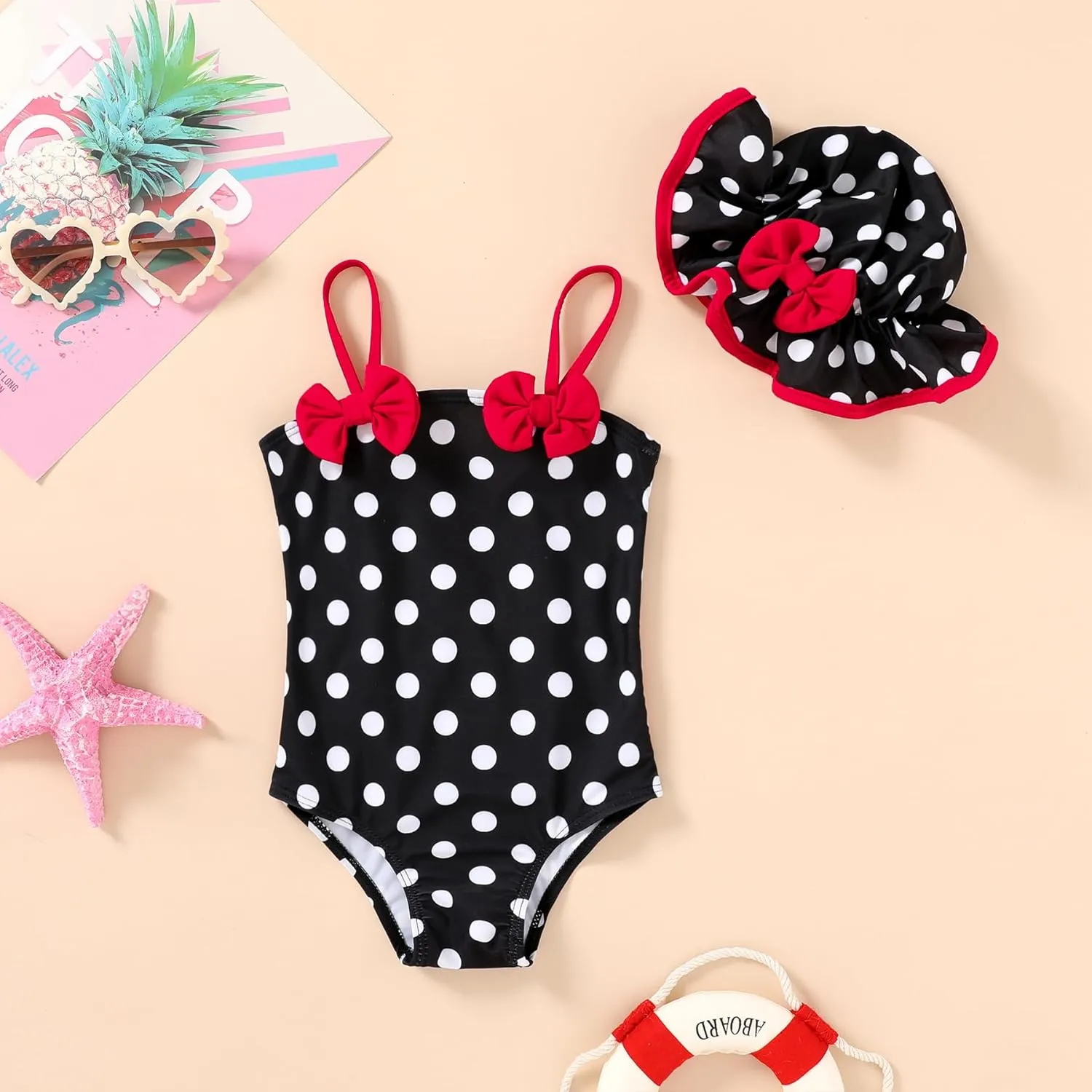 YOUNGER TREE Toddler Baby Girl Swimsuit Infant One Piece Bathing Suits with Hat Newborn Summer Beach Swimwear