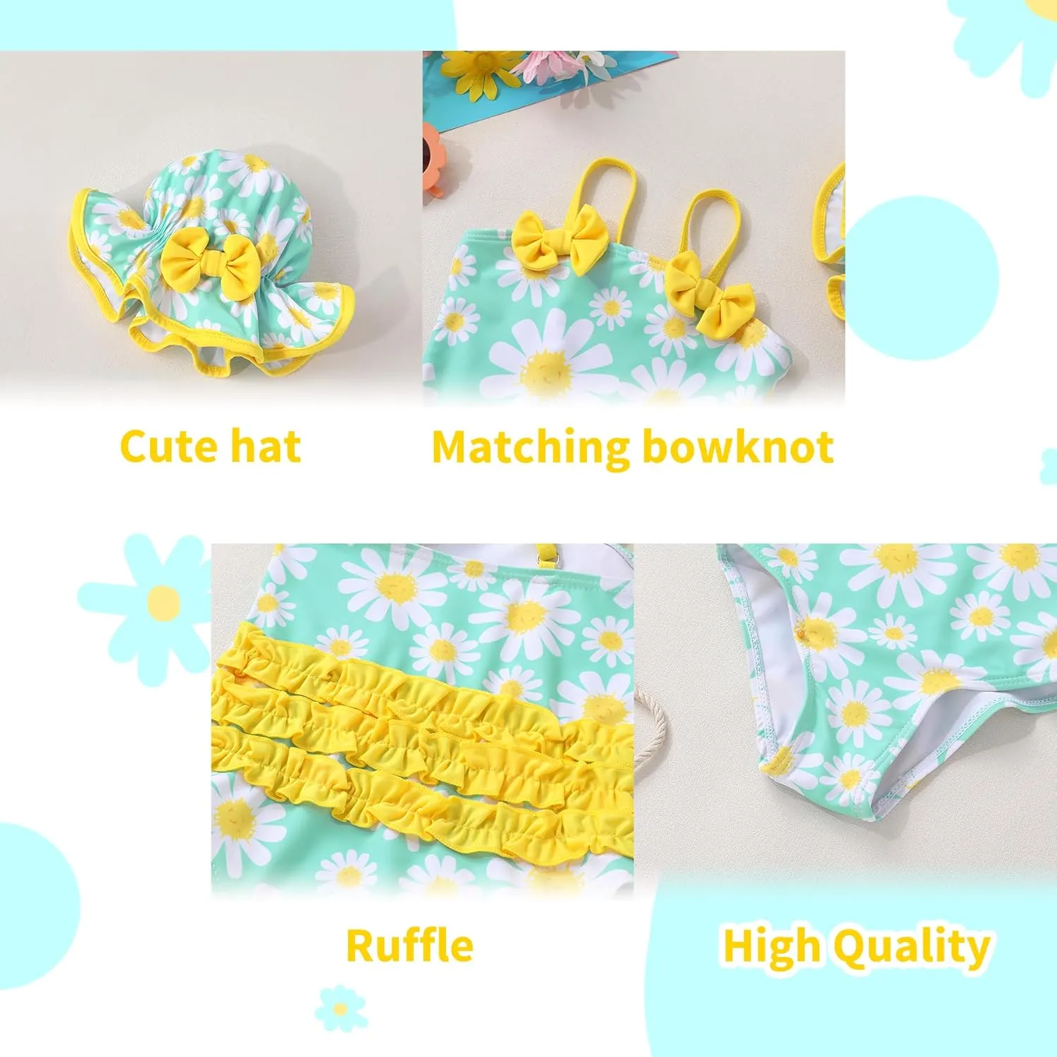 YOUNGER TREE Toddler Baby Girl Swimsuit Infant One Piece Bathing Suits with Hat Newborn Summer Beach Swimwear