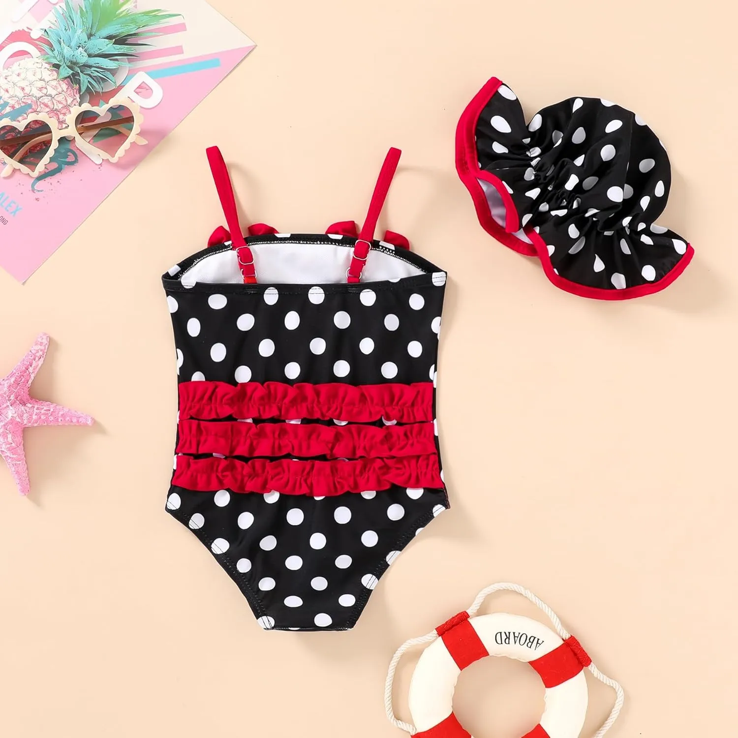 YOUNGER TREE Toddler Baby Girl Swimsuit Infant One Piece Bathing Suits with Hat Newborn Summer Beach Swimwear