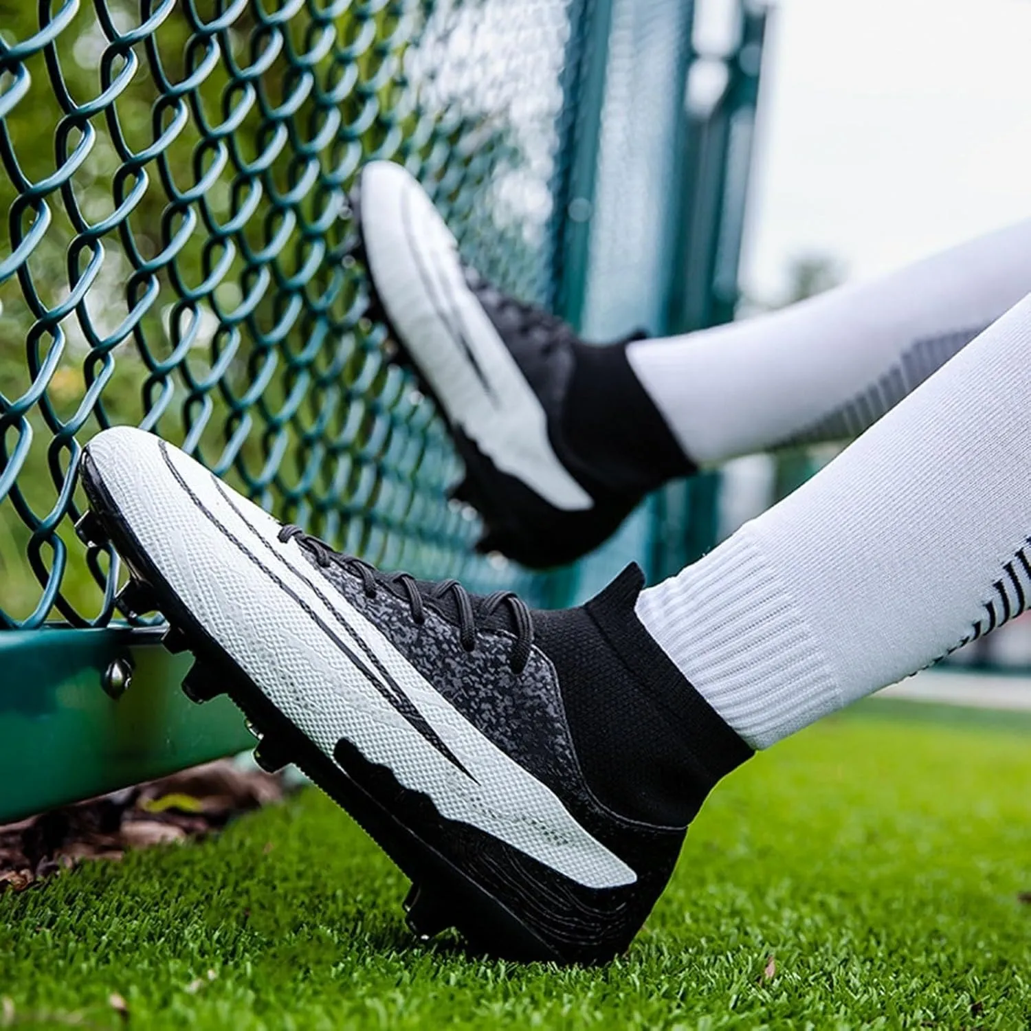Youth Wide Soccer Cleats Competition Ready, Football Cleats Professional Lightweight Turf Ground Training for Big Boys Athletic Footwear