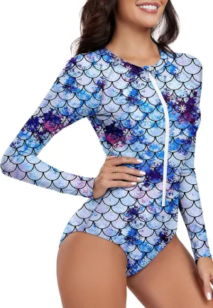 Zando Long Sleeve Rash Guard Swimsuit Women One Piece Swimsuit for Women Long Sleeve Bathing Suit Athletic Rashguard