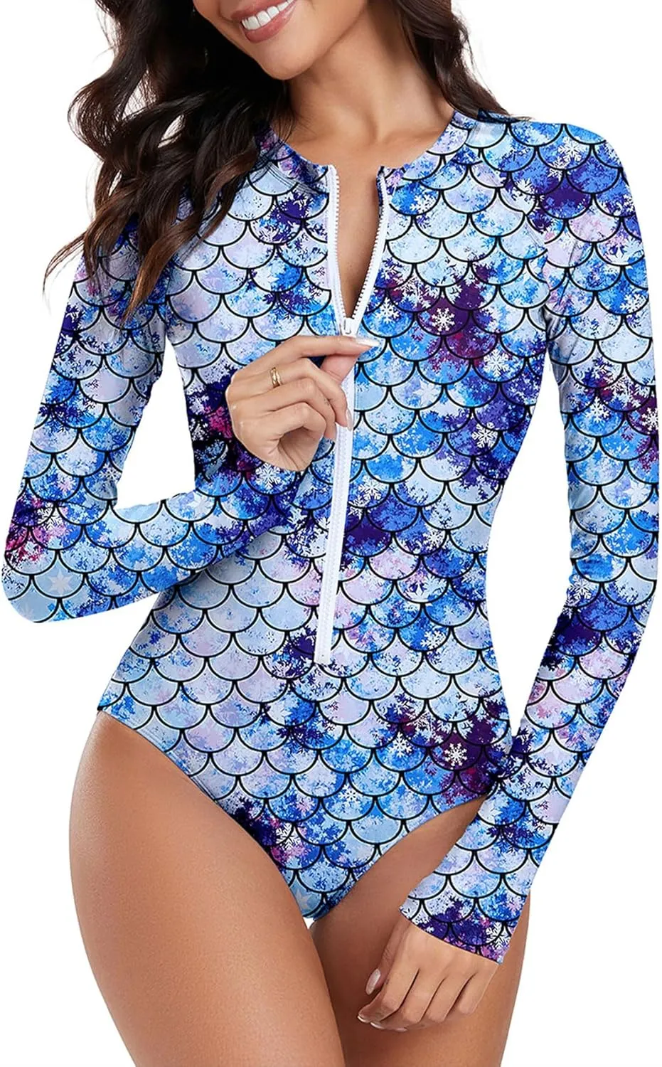 Zando Long Sleeve Rash Guard Swimsuit Women One Piece Swimsuit for Women Long Sleeve Bathing Suit Athletic Rashguard