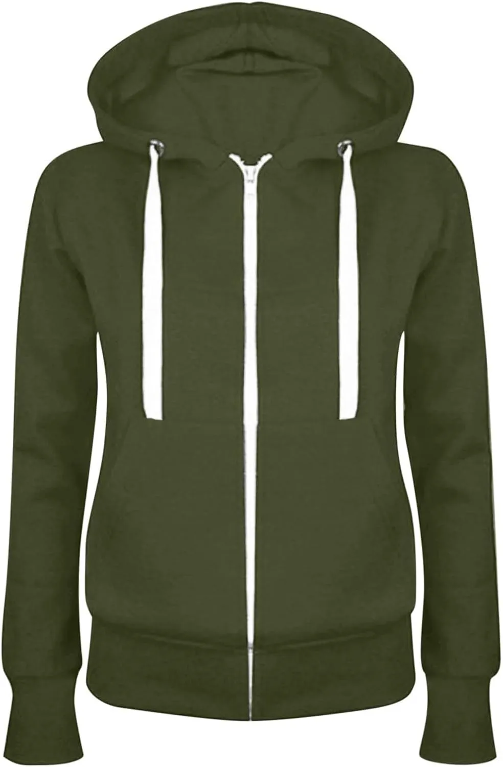 Zip Up Hoodies for Women 2024 Fall Long Sleeve Solid Color Sweatshirt Oversized Hooded Crewneck Outwear with Pockets